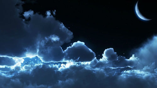 ночные облака луна